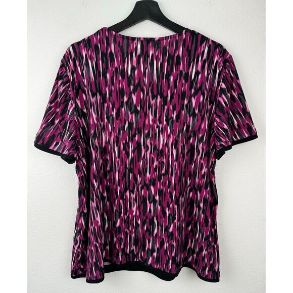JM Collection Top Womens Size 2X Purple Short Sleeve Artsy Career Work Stretch - Picture 2 of 8